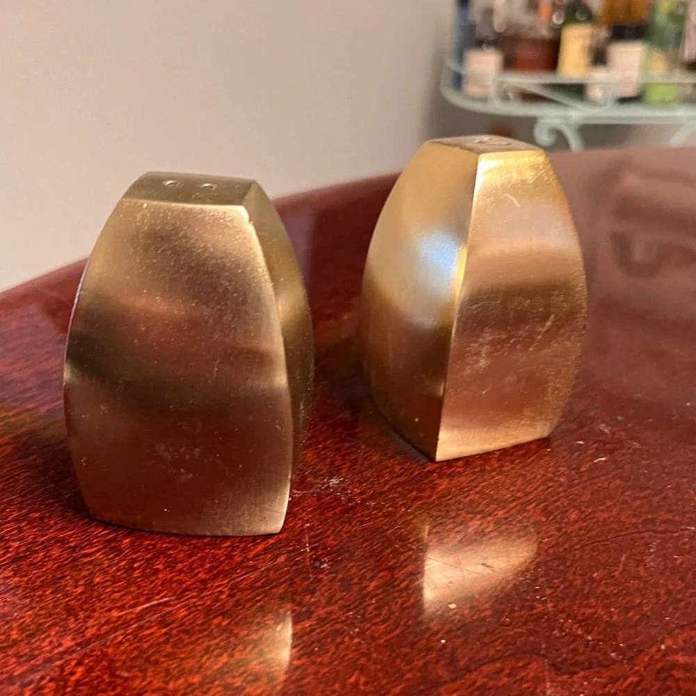 New! West Elm Modern gold salt and pepper shaker NIB